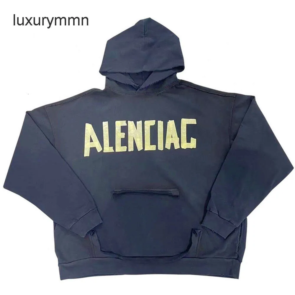 Designer hoodies män hoody balencigaas mens tröja tröja korrekt version paris gul band mångsidig mäns kvinnors mångsidiga pappersbandage lös kappa qe1o