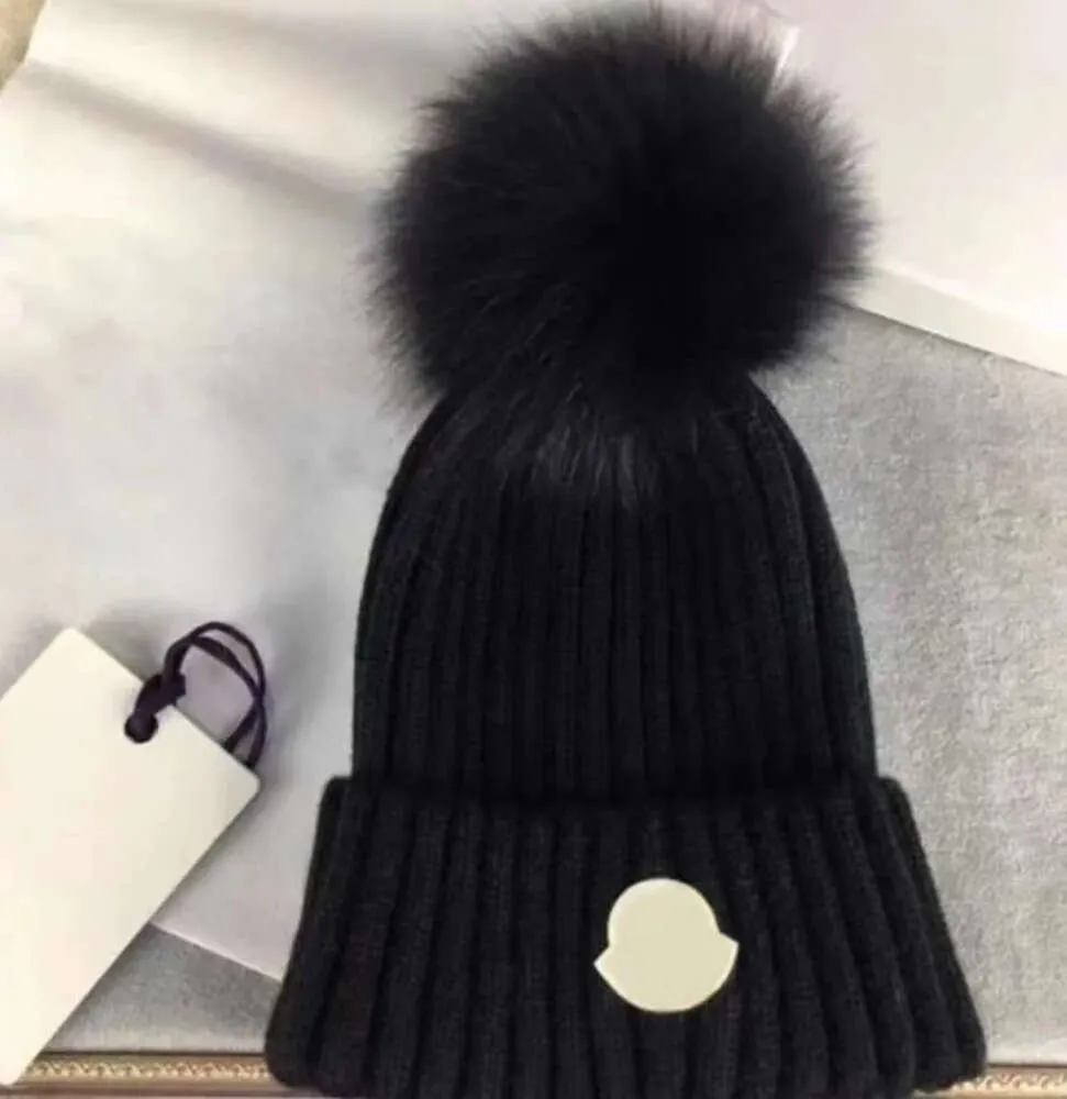 Designer mcler beanie autunno e inverno berretto lavorato a maglia cappelli casual da donna da uomo di alta qualità grosso lavorato a maglia spesso caldo pelliccia sintetica pon berretti cappelli berretti da donna