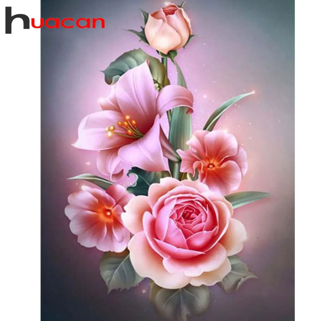 Huacan Diamond Målning Full Square Ny ankomst Flower 5D Diamond Embroidery Cross Stitch Craft Kit Decorations Home6490657