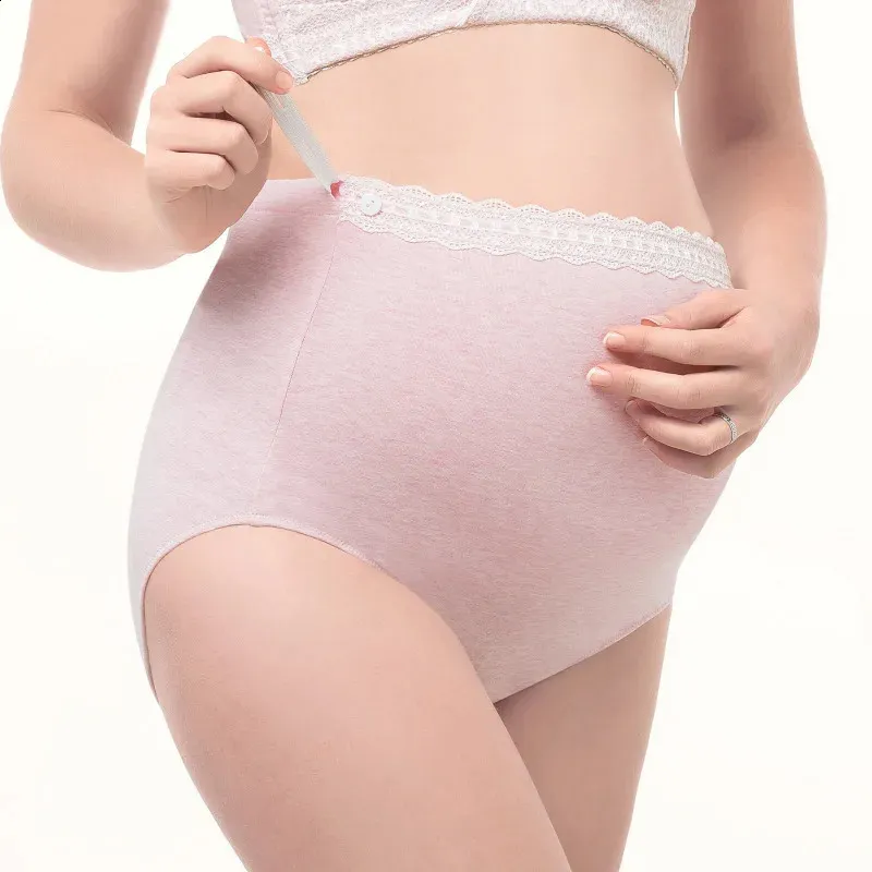 Maternité intimes respirant coton sous-vêtements réglables taille haute soutien du ventre femmes enceintes culotte de couleur Pure 231102
