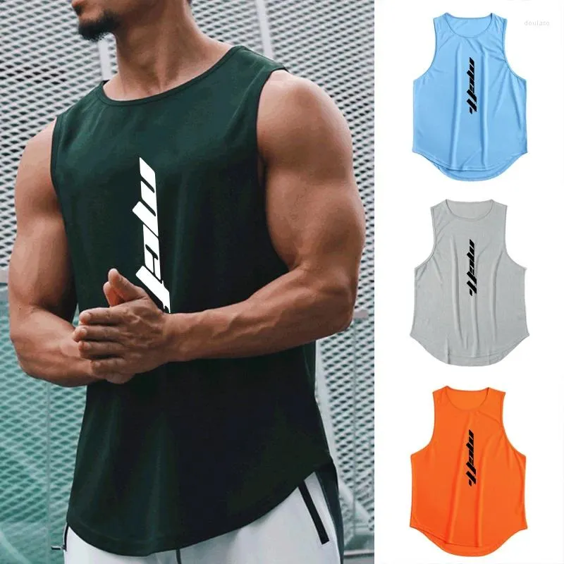 Men's Tank Tops Muscle Guys Gym Clothing Workout Top Mens Bodybuilding Vest Mesh Fitness Sleeveless Shirt For Men Sports Basketball