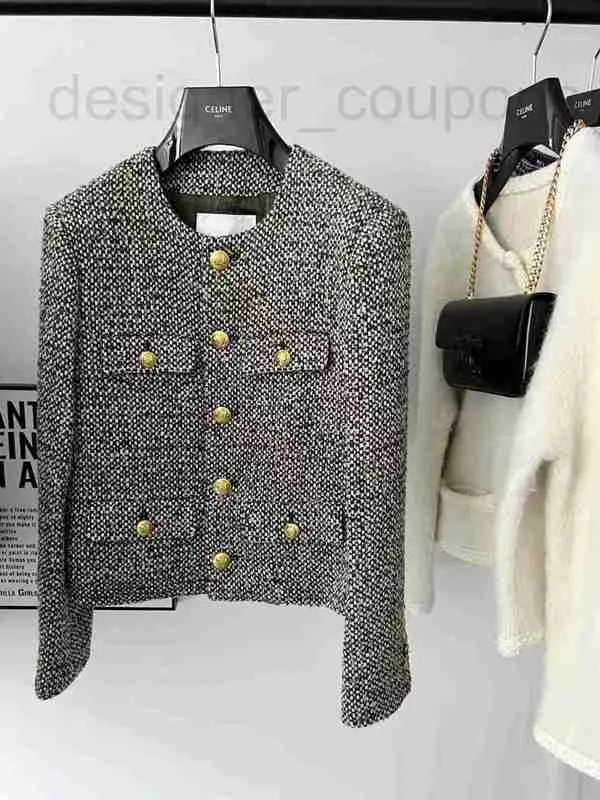 Kvinnorjackor Designer Luxury C Song Zu'er, Xu Lu, samma stil liten doftande grov tweed kort kappa, fransk rund halsguldknapp kvinnlig xw7n