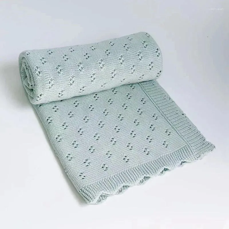 Blankets Born Blanket Children's Knitted Cotton Wool Afternoon Nap Pillow Solid Color Soft 100x80cm Swaddling