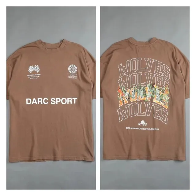 新品 DARC SPORT WOLVES Tシャツ ブラウン ダルクスポーツ Mens Casual Crew Neck Cotton T Shirt Short Sleeve Breathable Up To