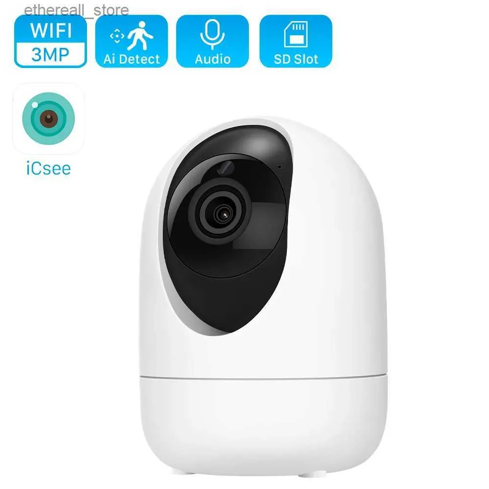 ANBIUX 3MP caméra IP WiFi bébé moniteur CCTV caméra de sécurité à domicile intérieure AI suivi automatique Audio vidéo caméra de Surveillance iCSee Q231104