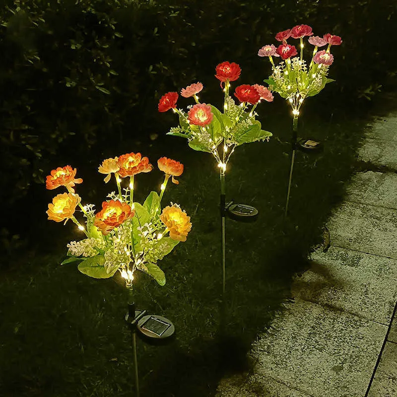 Novelty Lighting 7 Heads Solar Orchid Rose Light outdoor Waterproof Garden Landscape Lamp Outdoor Lawn Home Decorative Flower Night Lights P230403