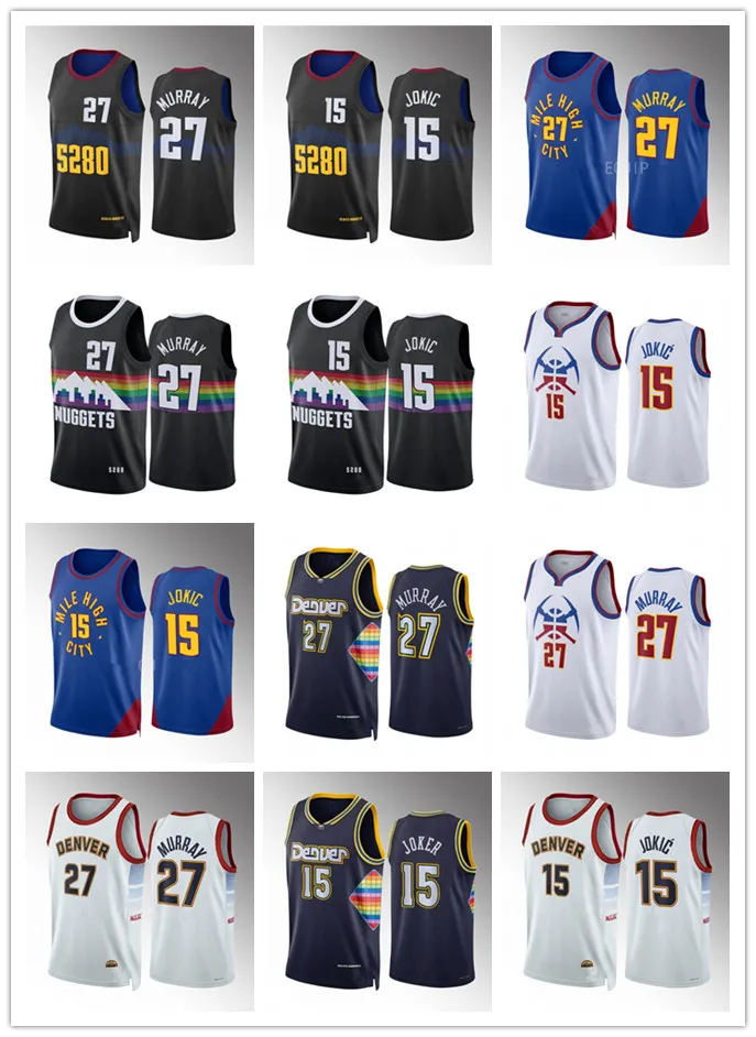 Maillots de basket-ball Nikola Jamal Murray Jokic pour hommes, maillot authentique de la ville 2023-24