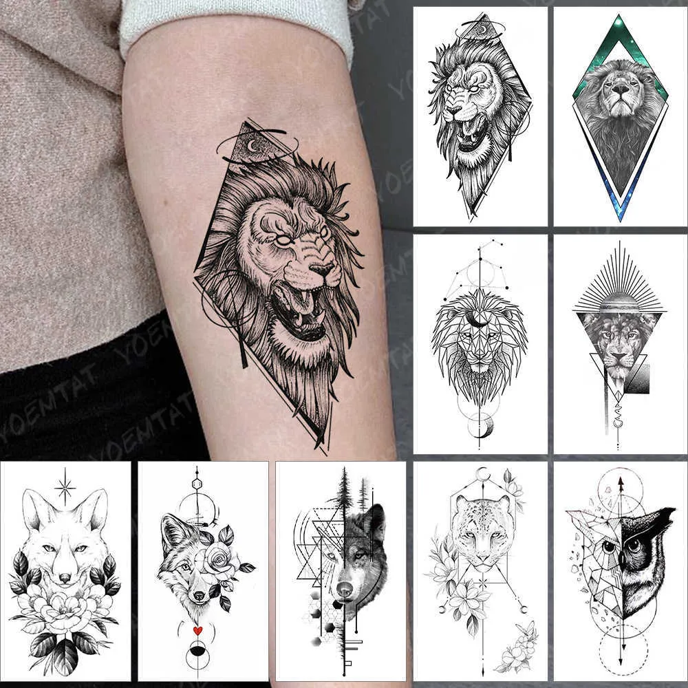 5 PC tymczasowe tatuaże wodoodporne Tymczasowe tatuaż naklejka kropka ryk lion flash tatoo wilk księżyc gwiaździsty niebo ramię fałszywe tatua