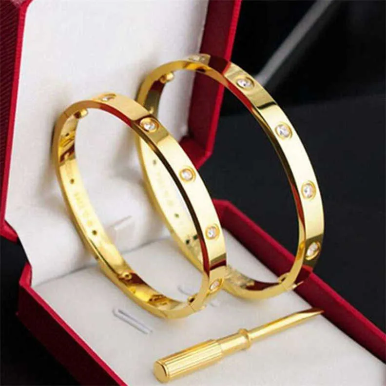 Designer Jewelry Classic Bangles Gold Bracelet For Women Men 316L Titanium Fashion Wristband Wedding Bangle Silver Rose Thanksgiving Day Mens Gift PI4F