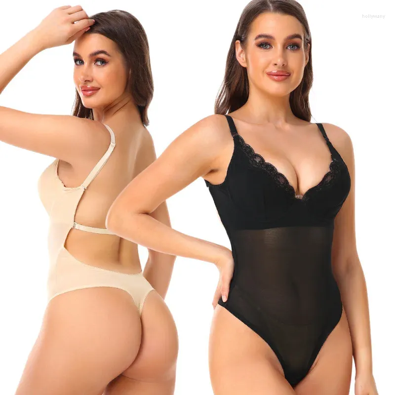 Femmes Shapers Body en dentelle pour femmes contrôle du ventre Shapewear hauts sans manche col en V dos nu Camisole combinaison Shaper Shaper