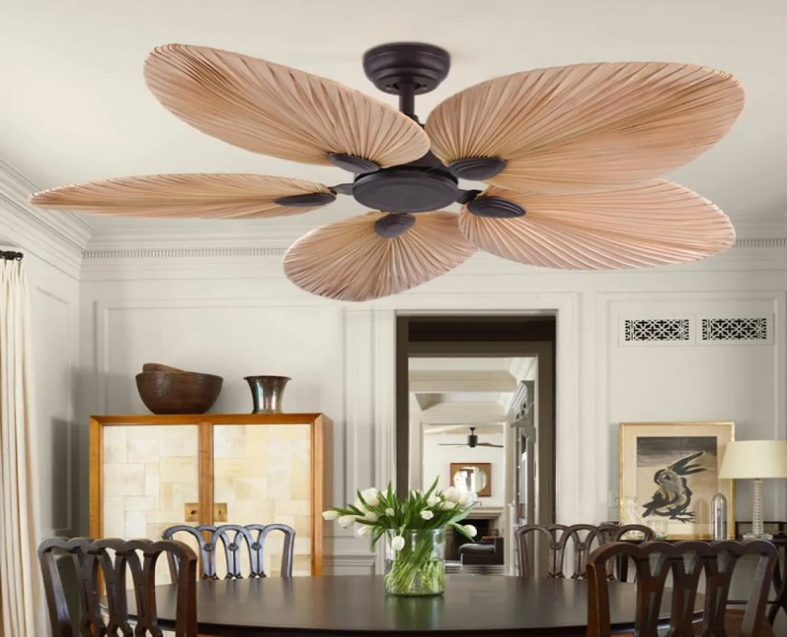 High Quality Manufacture Factory Natural Breeze Palm Leaf Fan Blades 220V Remote Control Ceiling Living Room8990002