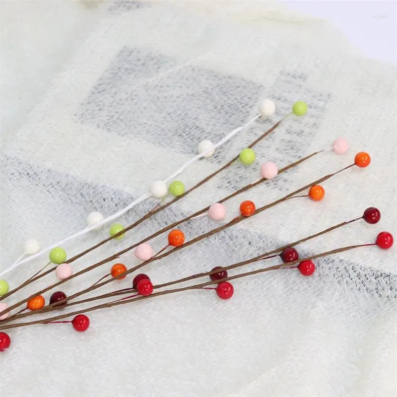 Decorative Flowers 10mm Christmas Decoration Artificial Berry Fruit Tree Stems Mini Fake Berries Pearl Beads For DIY Party Craft 2023