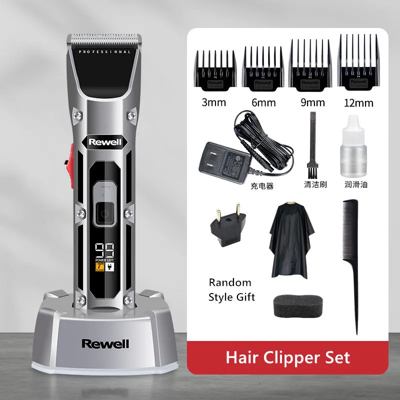 Hårtrimmer Hair Clipper Professional Barber Beard Trimmer för män Vuxna Laddningsbar skärmaskin Rakar Razor Litium Batterisökare 230403