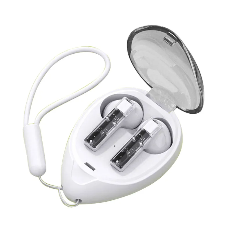 Bluetooth-hörlurar Transparent Trådlös TWS-hörlurar Hög effekt Långt uthålligt Headset Vattendroppsform Laddningsbox Macaron Färg In-Ear-hörlurar typ-C Cuffie