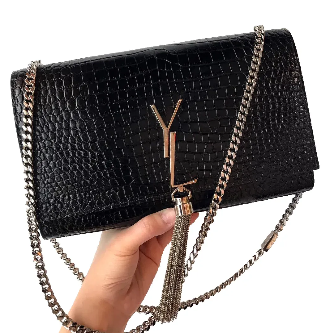 Torba designerska oryginalna skórzana frędzla WOC Kate koperta luksusowy kawior sprzęgła damska łańcuch crossbody crossbody crossbody okrągłe podróż TOTE TOTE Torebka torebki na ramię