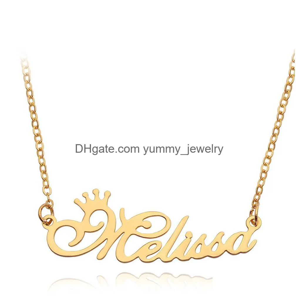 Colares de pingente personalizado nome inglês colares pulseira para mulheres homens carta de aço inoxidável pingente charme ouro sier cha dhniz