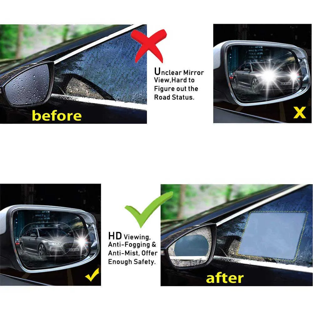 Nano Coating Car Mirror Film for Safe Driving in Rain and Fog, 4pcs HD  Clear Protective Sticker