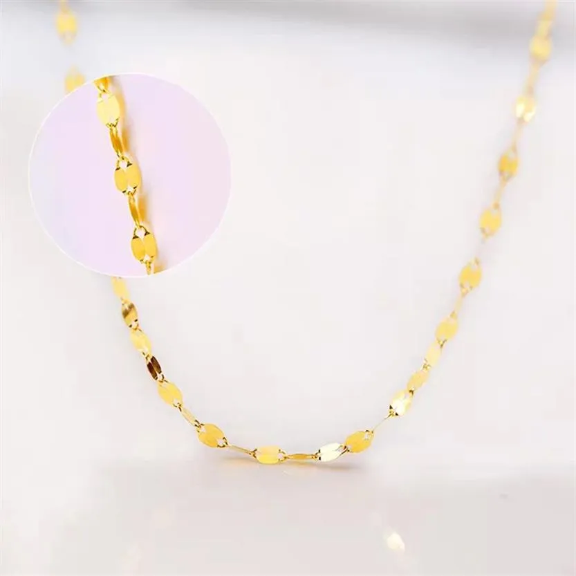 YUNLI Echte 18K Gouden Sieraden Ketting Eenvoudige Tegel Ketting Ontwerp Pure AU750 Hanger voor Vrouwen Fijne Gift 220722243o