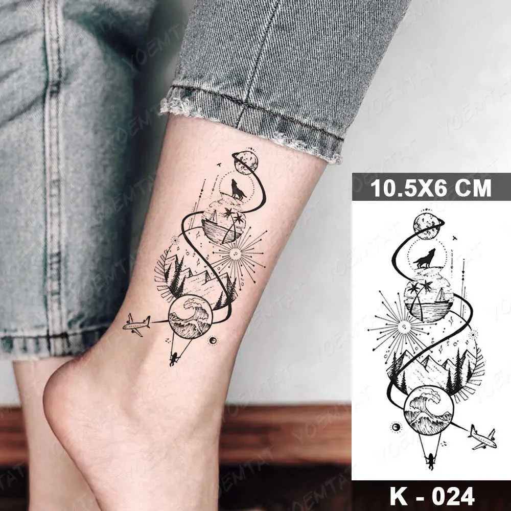Tatuagens Temporárias Realistas 5 Folhas, Lua Pequena, Veado, Estrela,  Desenhos De Montanha, Adesivos De Arte À Pele À Prova Dágua Para Mulheres E  Homens De Misihan09, $23,85 | DHgate, image size:1000x1000