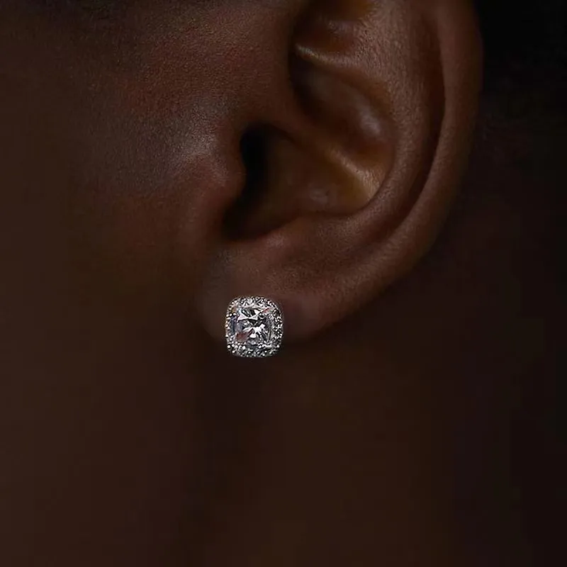 送料無料Hiphop Jewelry Zicron Diamond Earrings Men Desinger Earrings for Luxury Jewelry Fashion Stud S925 Sterling SilverEarrings Hip Hop Fashion Brand