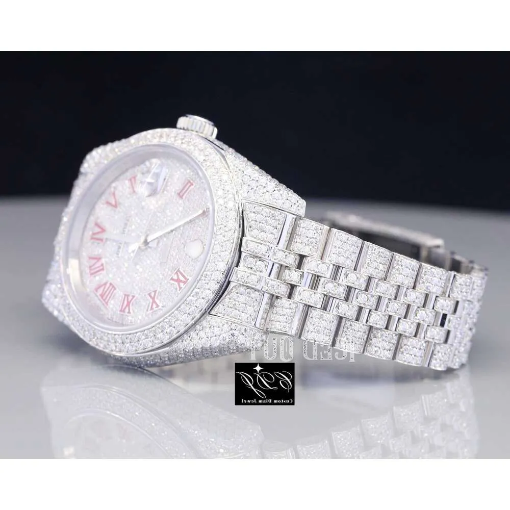 2HUM FW72 Iced Out Moissanite Diamond Men's Stainls Steel Quartz Hip Hop Watch for Men Womenwp