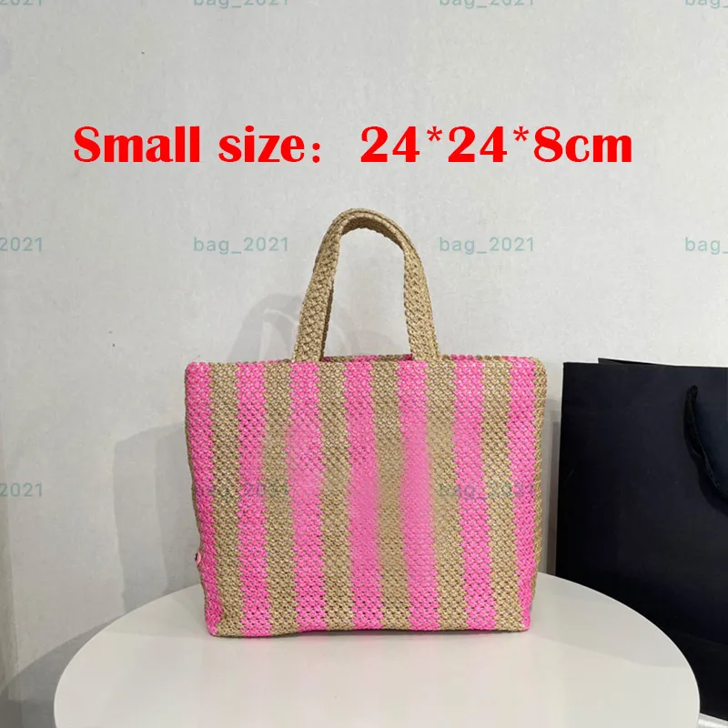 2022 Stripe Straw Bags borsa firmata Donna Borsa tote all'uncinetto Borsa di lusso Borsa shopping estiva Borse a tracolla Top a triangolo