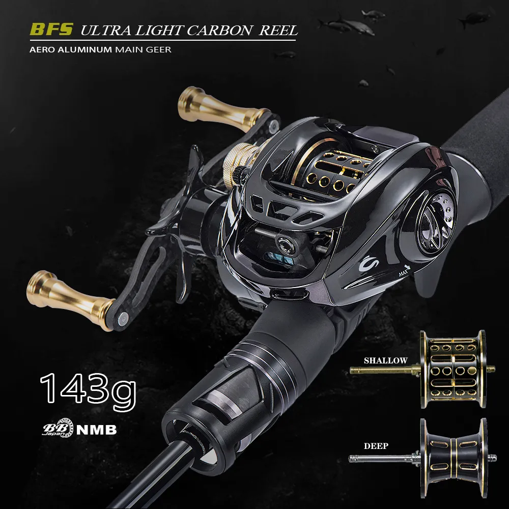 Ultralight Carbon Fiber BFS Baitcasting Screaming Reels Fishing Charters  GBC200, 142g, Double Spool, Smooth Casting, UL Certified From Nian07,  $34.57