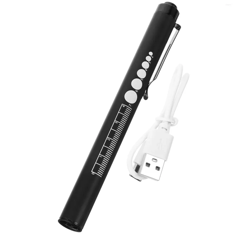 Flashlights Torches LED Pen Light Rechargeable Pocket Size Small Pupil Gauge And Ruler For