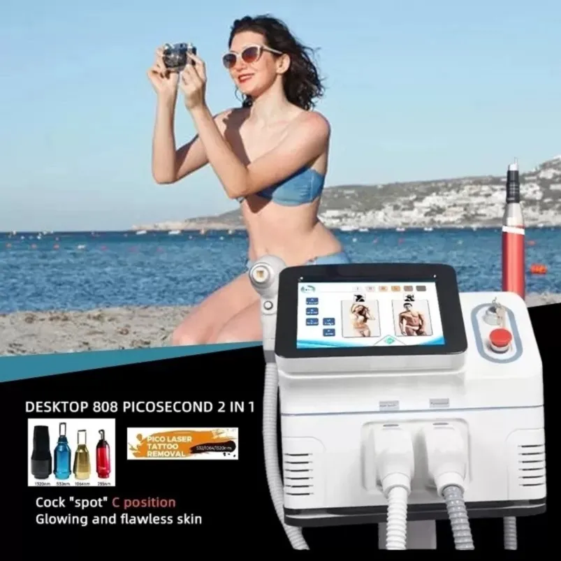 Ce Approved 2 IN 1 Laser 755/808/1064 nm Laser Hair Removal and Nd Yag Beauty Machine