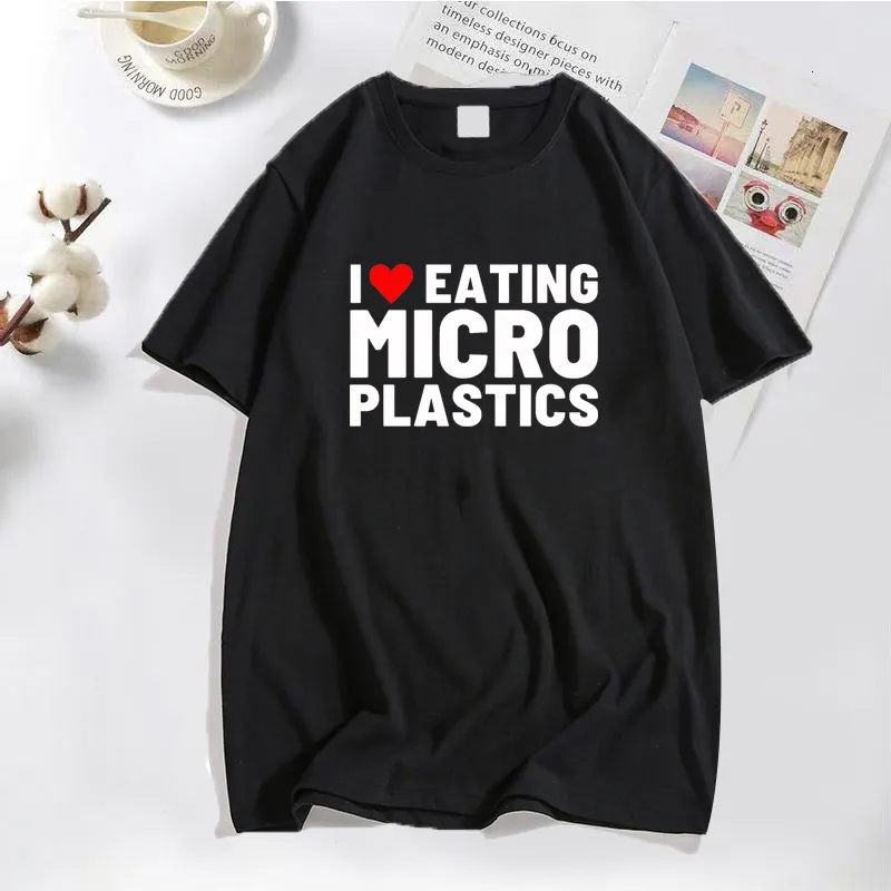 T-shirt da uomo I Love Microplastics Uomo Divertente Mmicroplastic Umorismo Lettera Stampa Tee Top Estate Cotone Casual T Shirt Abbigliamento maschile 230404