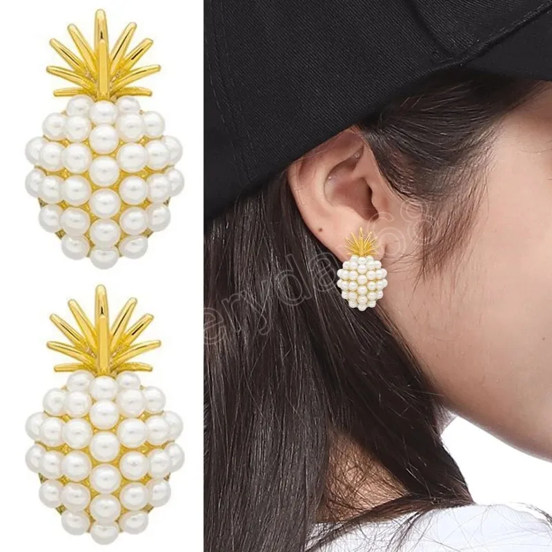 Ananaspärlörhängen franska retro högkvalitativa örhängen Netröd temperament kvinnliga nya vågörhängen