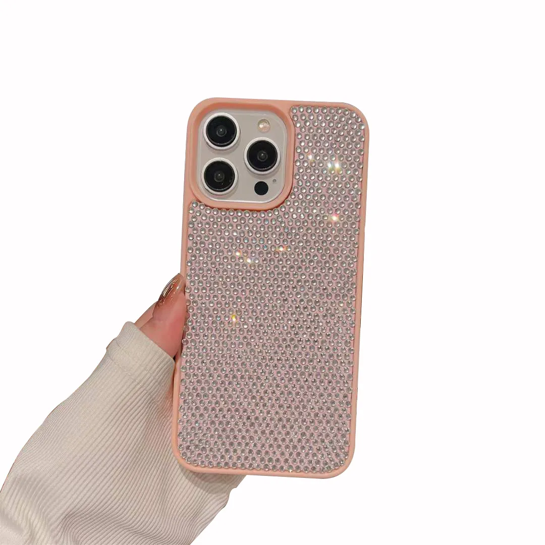 Luxury Diamond Glitter -telefonfodral för iPhone 15 14 13 Pro max mode kvinnliga damer flickor bling rhinestone juvelerade täcker stötsäker anti droppe