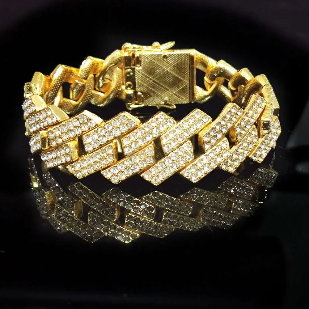 20mm Best Seller Fashion Mens Miami Cuban Chain Link Iced Out Diamond Gold Sliver Plated Hip Hop Jewelry Bracelet