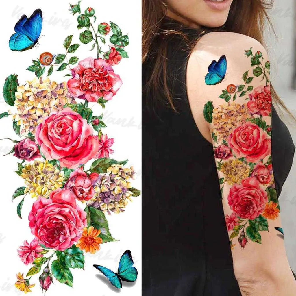 Tatuaggi Temporanei Fiore Colorato Tatuaggi Temporanei Le Donne Ragazze  Realistico Lavanda Farfalla Fiore Falso Autoadesivo Del Tatuaggio  Avambraccio Corpo Tatuaggi 3D Z0403 Da 3,03 € | DHgate, image size:1024x1024