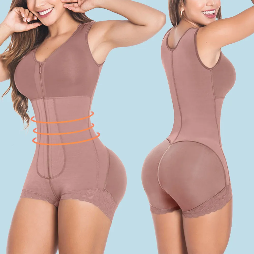 Shapers Fajas Colombiano feminino Uma roupa de ajuste apertado com zíper para mulheres que controlam a cintura para emagrecer, mas aprimoram a forma do corpo 230404