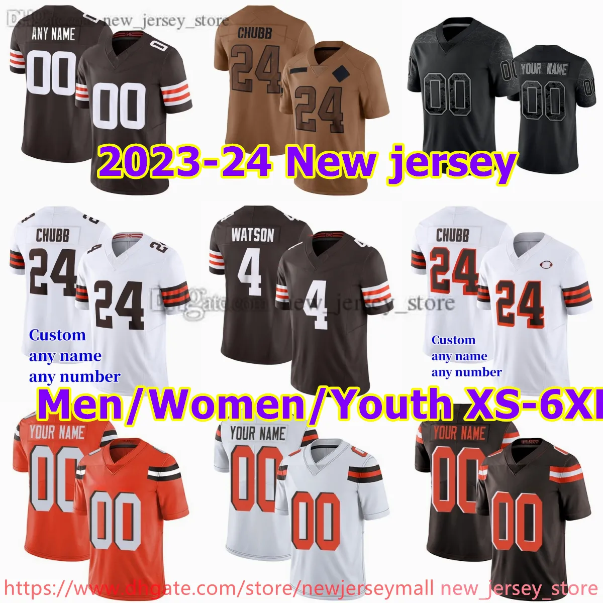 Benutzerdefinierte S-6XL DIY Fußball Jersey genäht 2 AmariCooper 95 MylesGarrett 80 JarvisLandry 24 NickChubb 21 DenzelWard 90 JadeveonClowney 4 DeshaunWatson Trikots