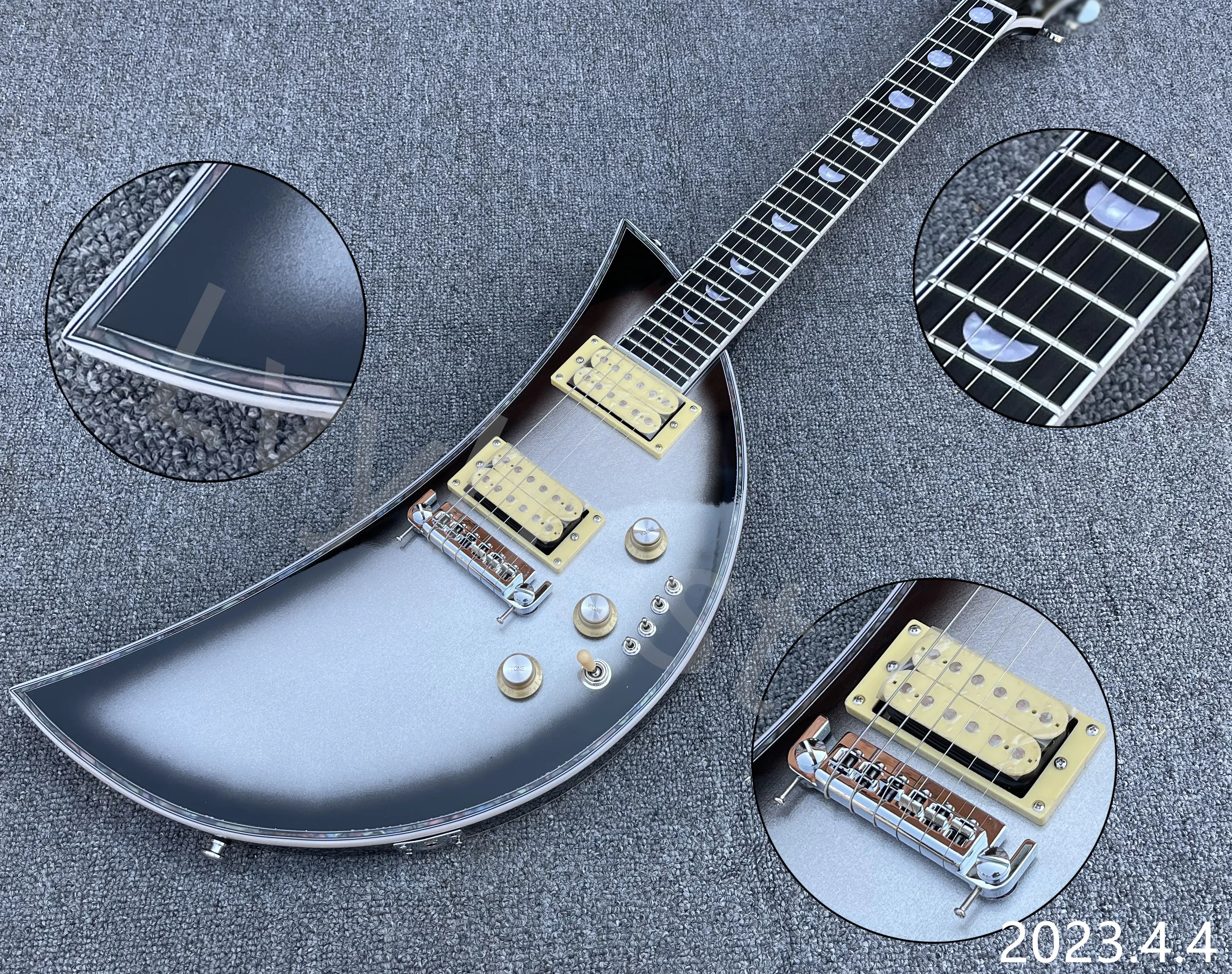 Lvybest guitarra eléctrica clásica 2023 nueva llegada plata gris Luna guitarra eléctrica portátil viaje instrumento electrónico Acousti