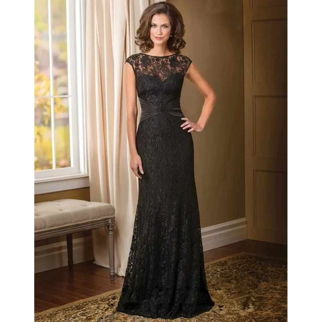 Champagne noir robes de bal sexy Scoop sirène manches bohème côté fendu dentelle dos nu Robe de soirée Robe sur mesure 328 328