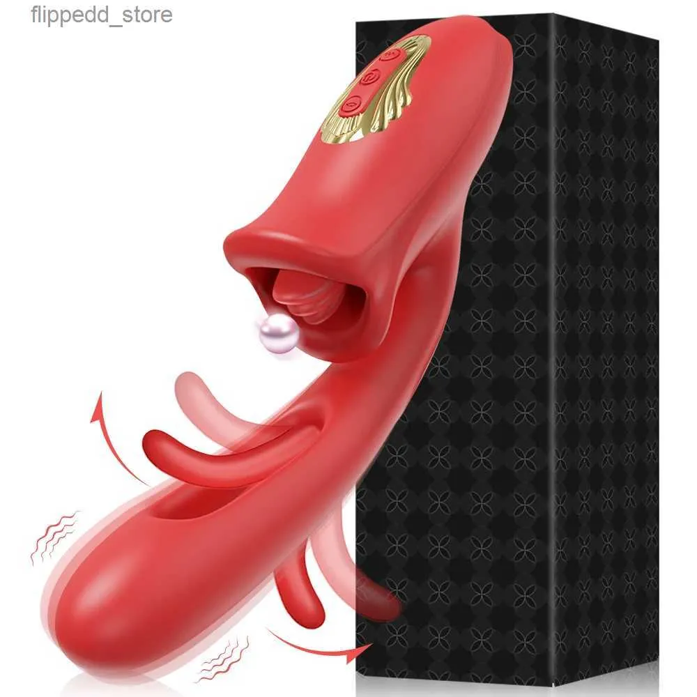 Autres articles de massage Patting Tongue Lécher Gode Vibrateur pour Femmes Clitoris Vagin Stimulateur Mamelons Masseur Anal Vibrant Adulte Sex Toy Couples Q231104