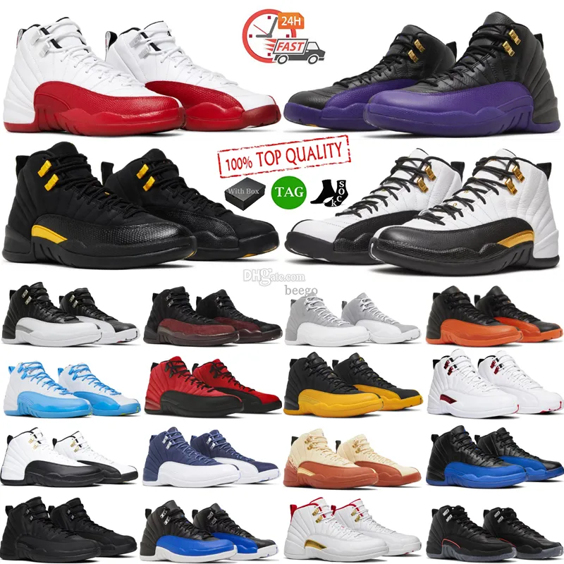 12s Heren basketbalschoenen Jumpman 12 heren trainers Zwart Taxi Flu Game Hyper Royal Royalty Taxi Nylon Michigan Gym Rode sport sneakers