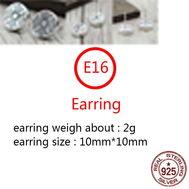 E16 S925 Pure Silver Ear Studs Personlig mode Round Cross Flower Punk Street Dance Style Earrings Jewelryörhängen som en gåva för älskare