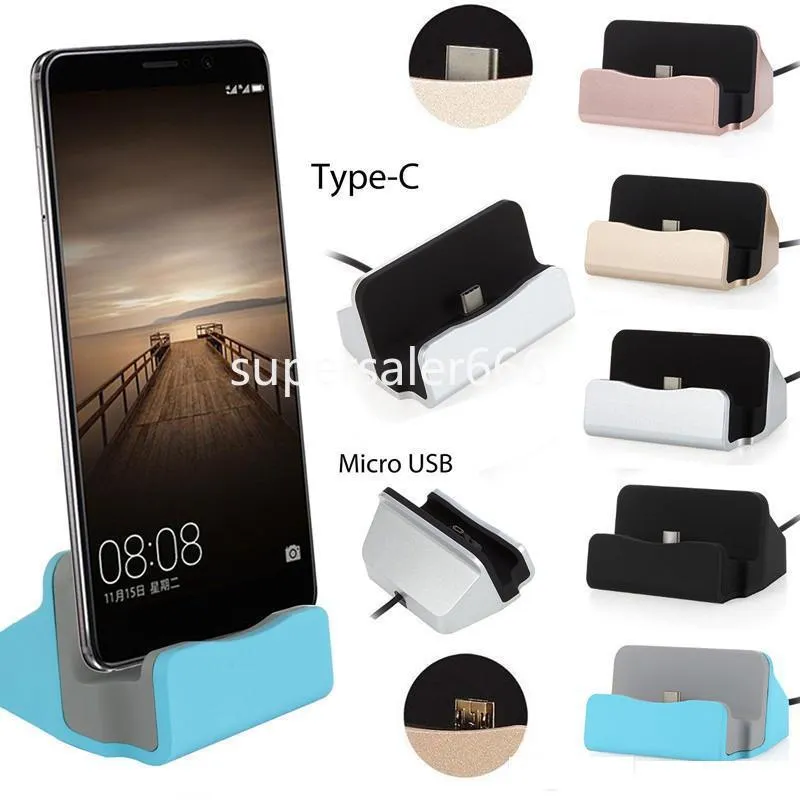 Typ C Micro Docking Stand Station Cradle Charging Dock Charger för Samsung Galaxy S6 S7 S20 S22 S23 HTC S1 med låda