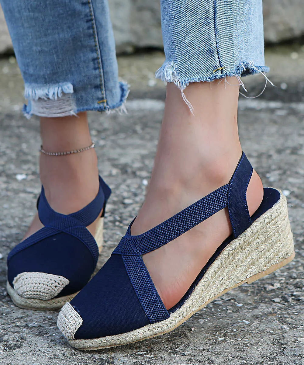 Sandals Wedges Shoes for Women Slip On Closed Toe Espadrille Platform Women's Sandals Female 2022 Summer High Quality Shoes Lady AA230403