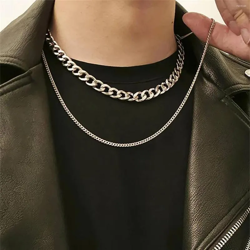 Chains Fashionable Men's All-Match Item Decoration Simple Atmosphere Double-Layer Chain Necklace Collar Hombre Cadena