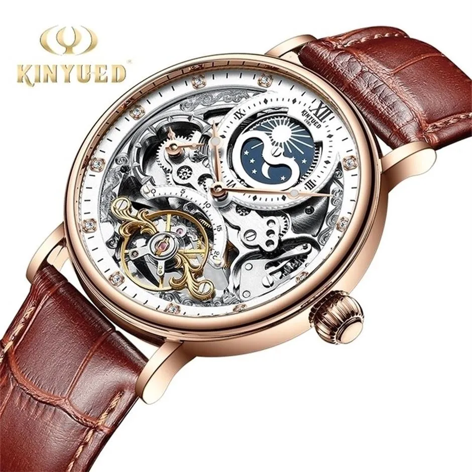 KINYUED montres squelette mécanique montre automatique hommes Sport horloge décontracté affaires lune montre-bracelet Relojes Hombre 220407284G