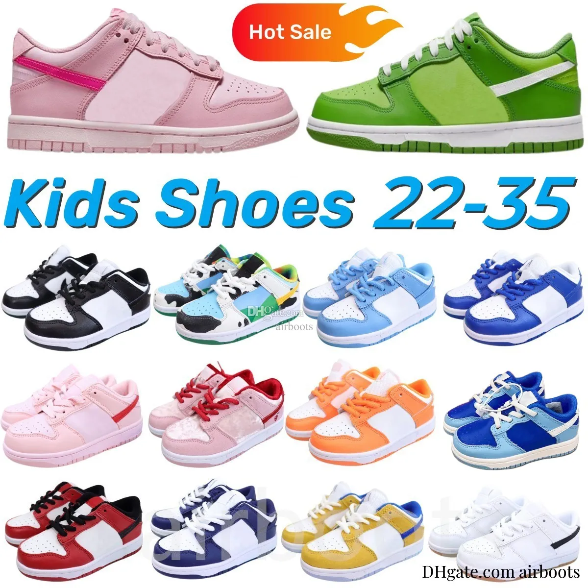 Kinderschuhe Low Boys Sports Girls Baby Sneakers Designer Trainer Running Shoe Black Panda Kid Jugend Kleinkind Säuglinge Triple Pink Strangelove UNC Größe EUR 22-35