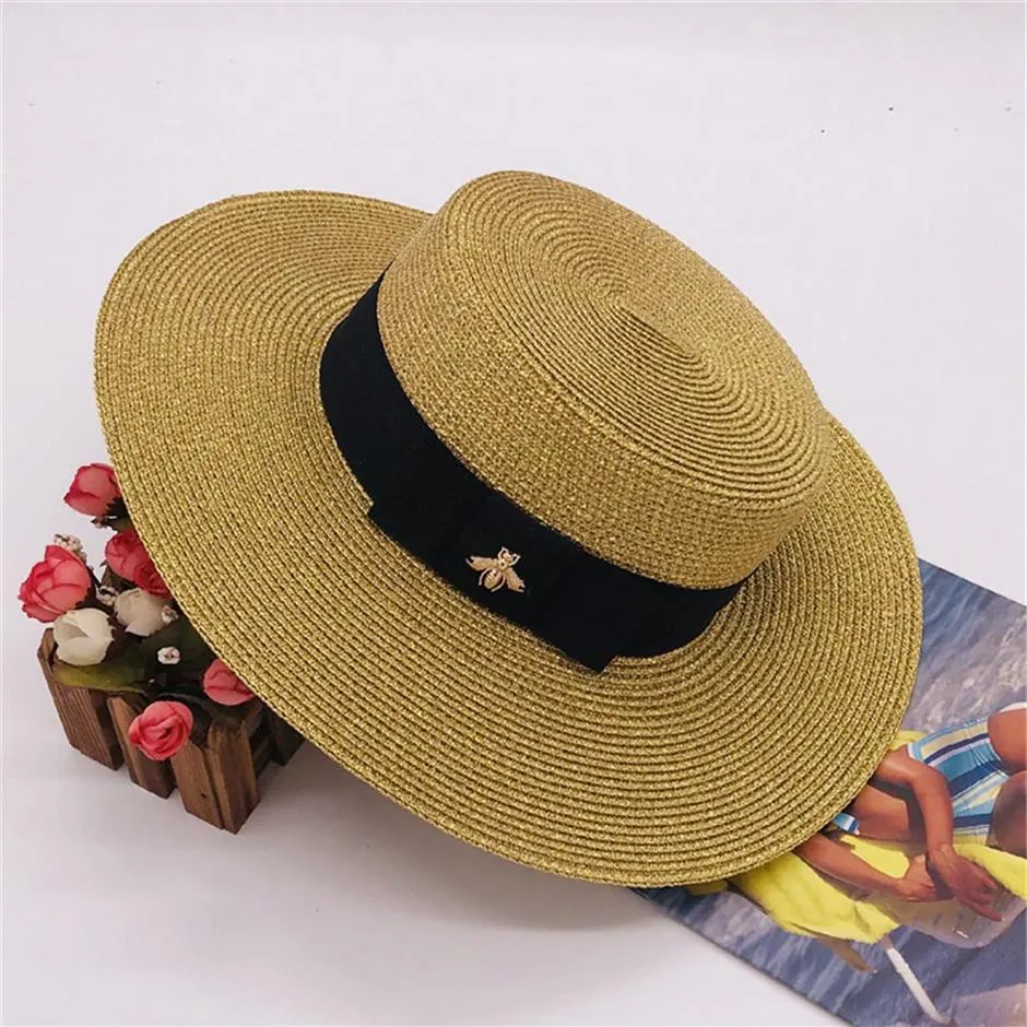 Little Bee Designer Chapeaux Casquettes Femmes Large Bord De Luxe Chapeaux D'été Chapeau De Plage Casquette Réglable Nouvelle Mode Chapeau D'herbe Top Haute Qualité311v