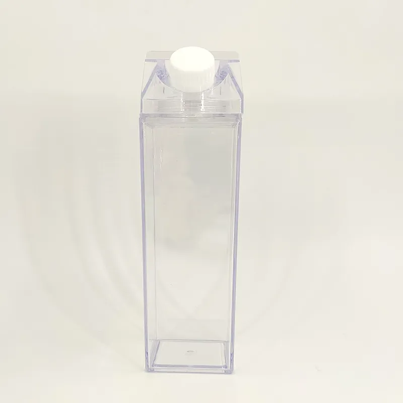 500ml Plastic Milk Carton Water Bottles BPA Free Clear Transparent Outdoor Square Juice Box