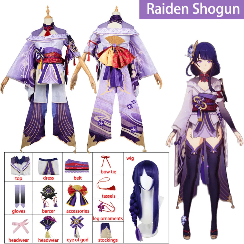 Womens Genshin Impact Raiden Shogun Beelzebul Cosplay Costume With ...