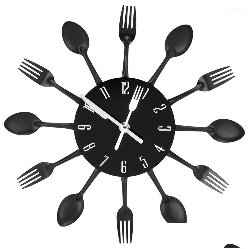 Настенные часы домашние украшения бесшумные из нержавеющей стали нож для столовых приборов и вилка ложка кухонная кухня декор ресторан Derp Dhyk0